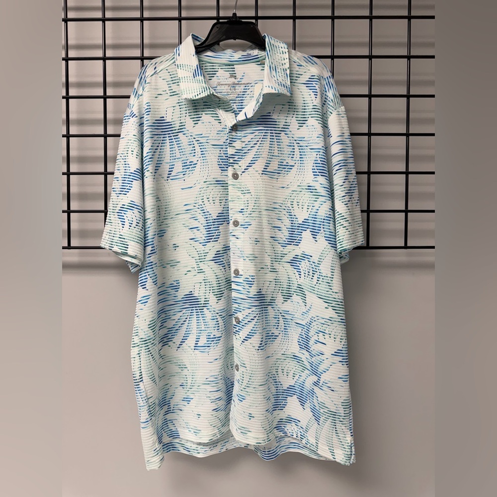 Tommy Bahama Blue and White Tropical Shirt